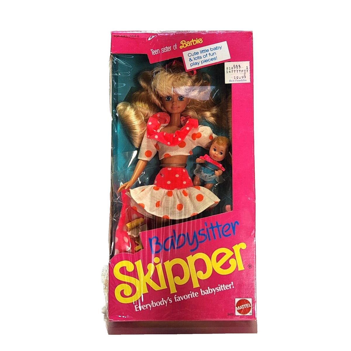 Vintage 1990 Babysitter Skipper Barbie Doll Mattel 9433