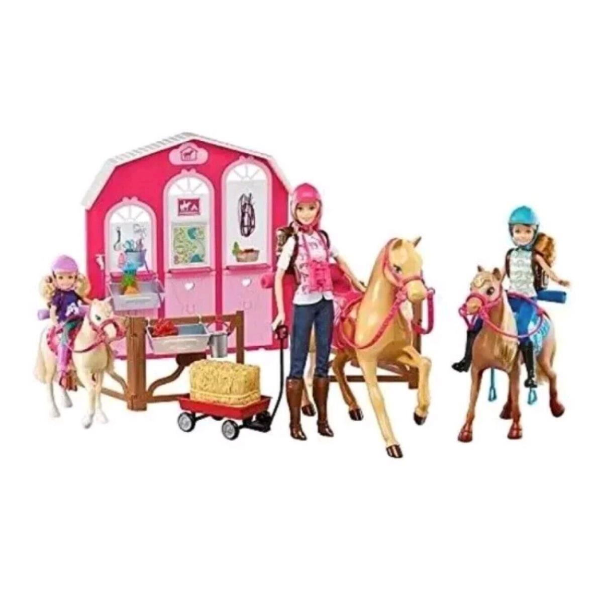 Barbie Pink Passport Horses Ranch Giftset Stacie Chelsea Horseback Ranch