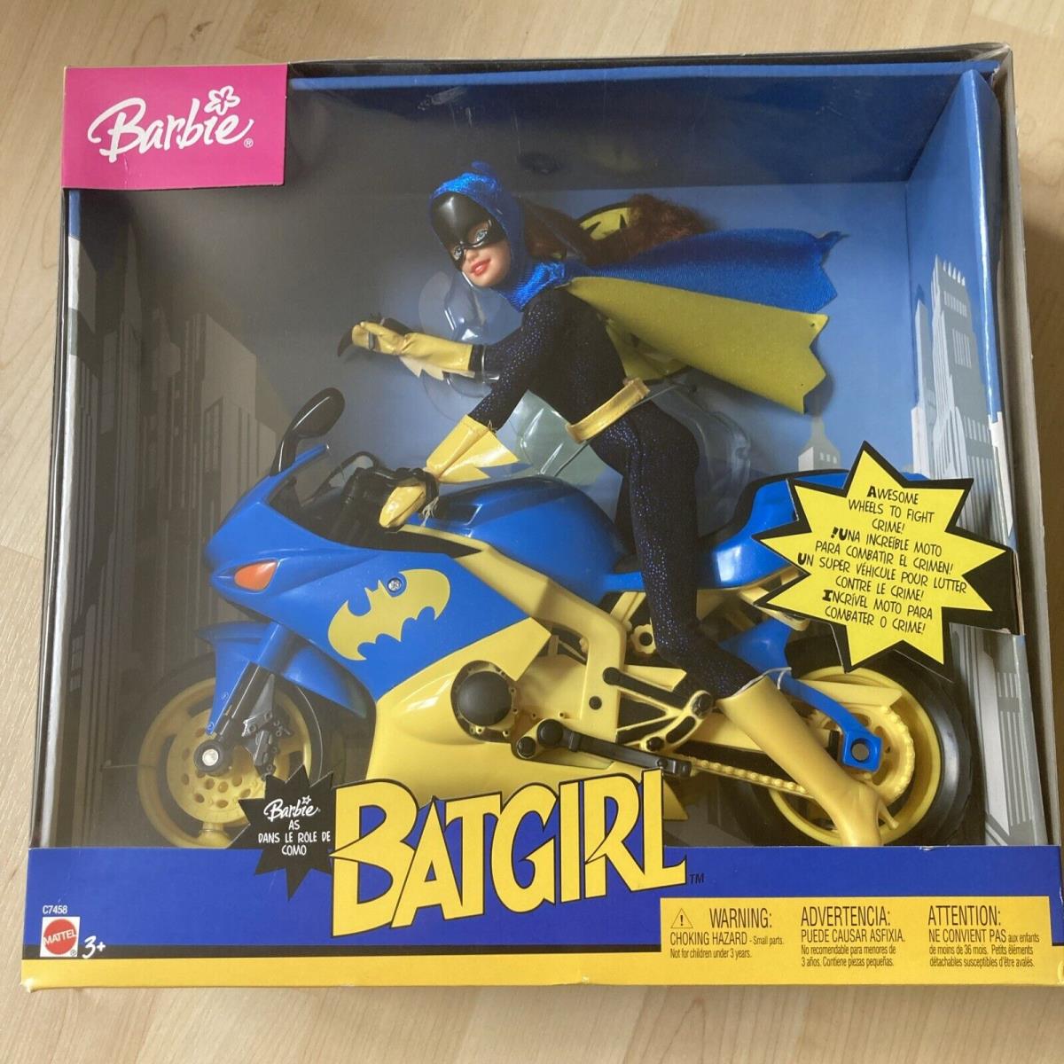 2003 Barbie Batgirl Motorcycle DC Comics Superhero Doll Mattel