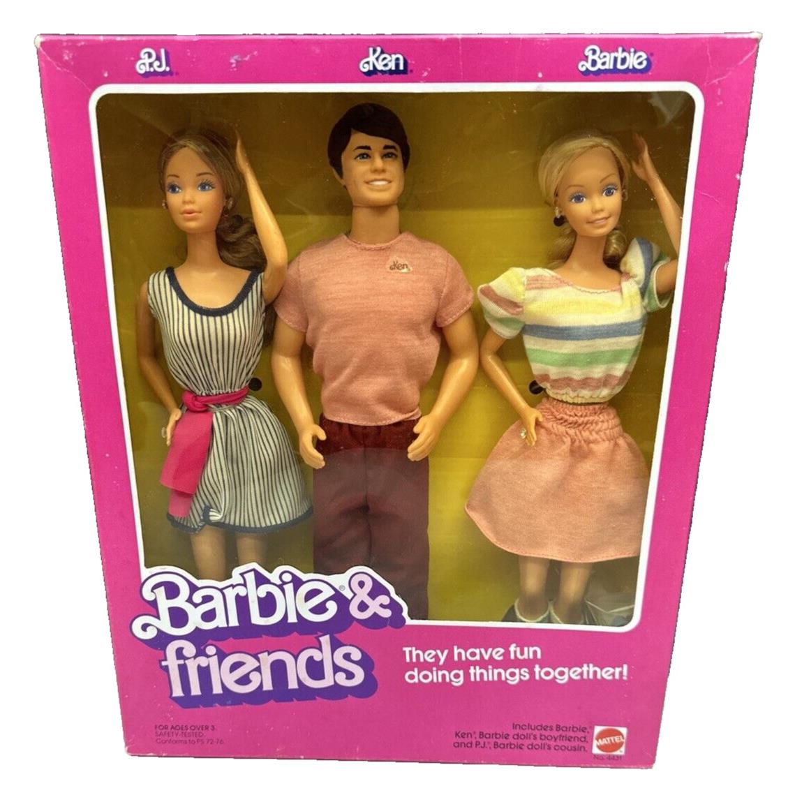 Barbie Friends Vintage 1982 4431 Barbie Ken P.j. Fun Together Nrfb Nos