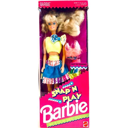 Mattel 1991 Barbie Snap N Play Blonde Hair Blue Eyes 11.5 Fashion Doll