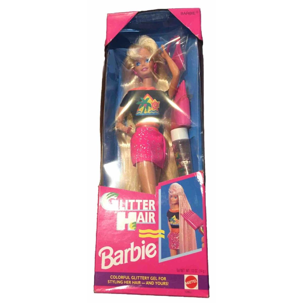 Vintage 1993 Glitter Hair Barbie Doll Mattel Nrfb Long Hair 10965