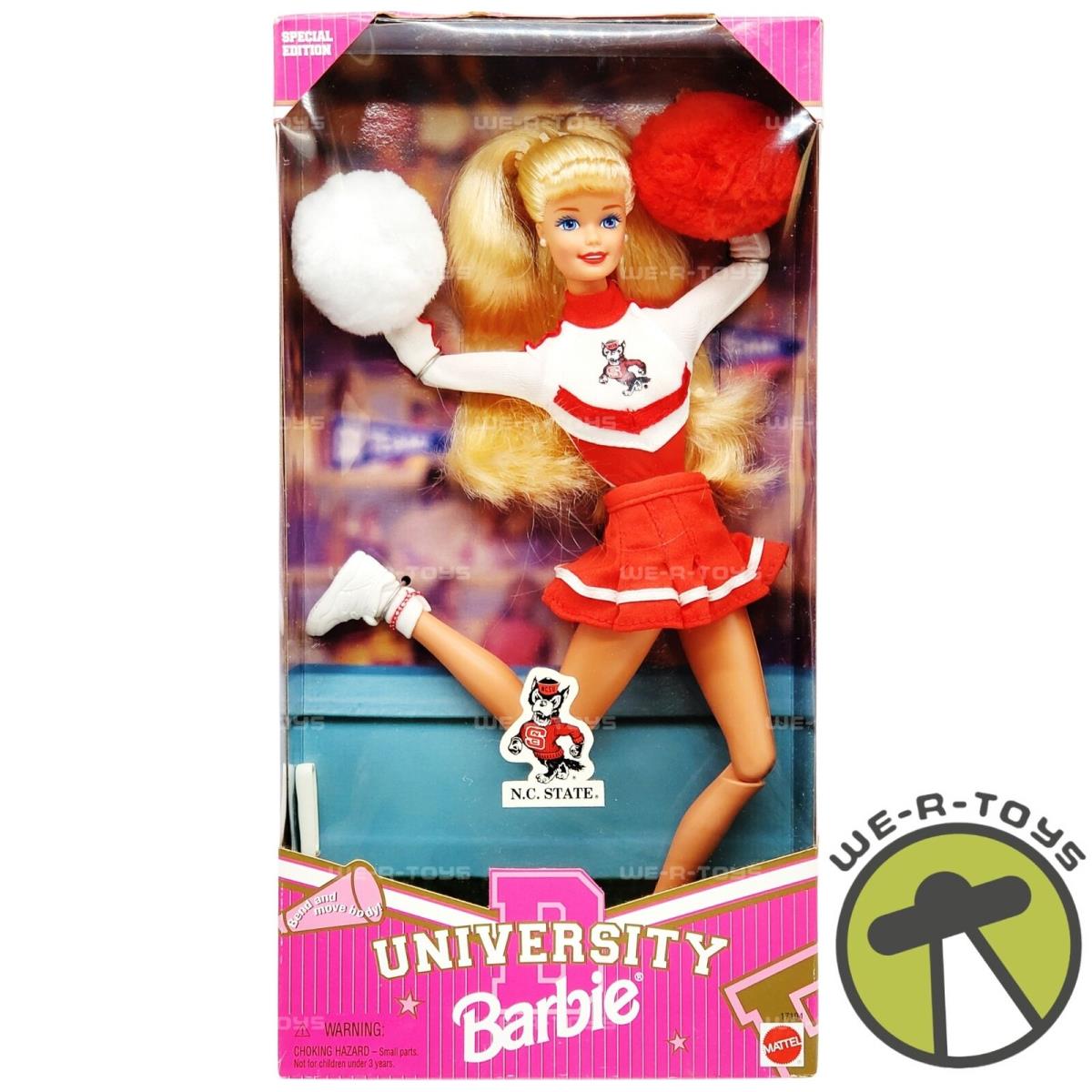 University Barbie North Carolina State Cheerleader Doll 1996 Mattel 17194