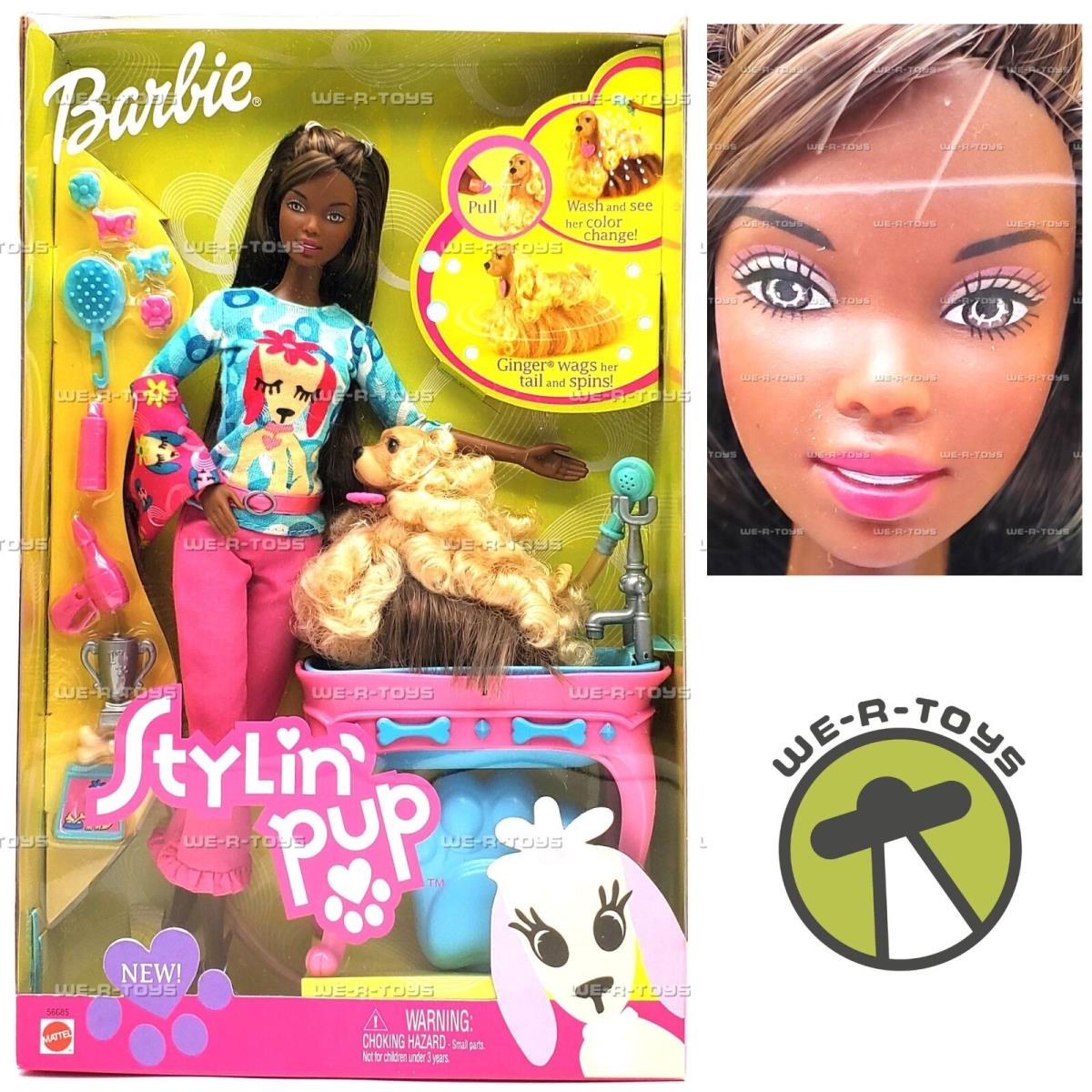 Barbie Stylin` Pup African American Doll w/ Dog Bath 2002 Mattel 56685