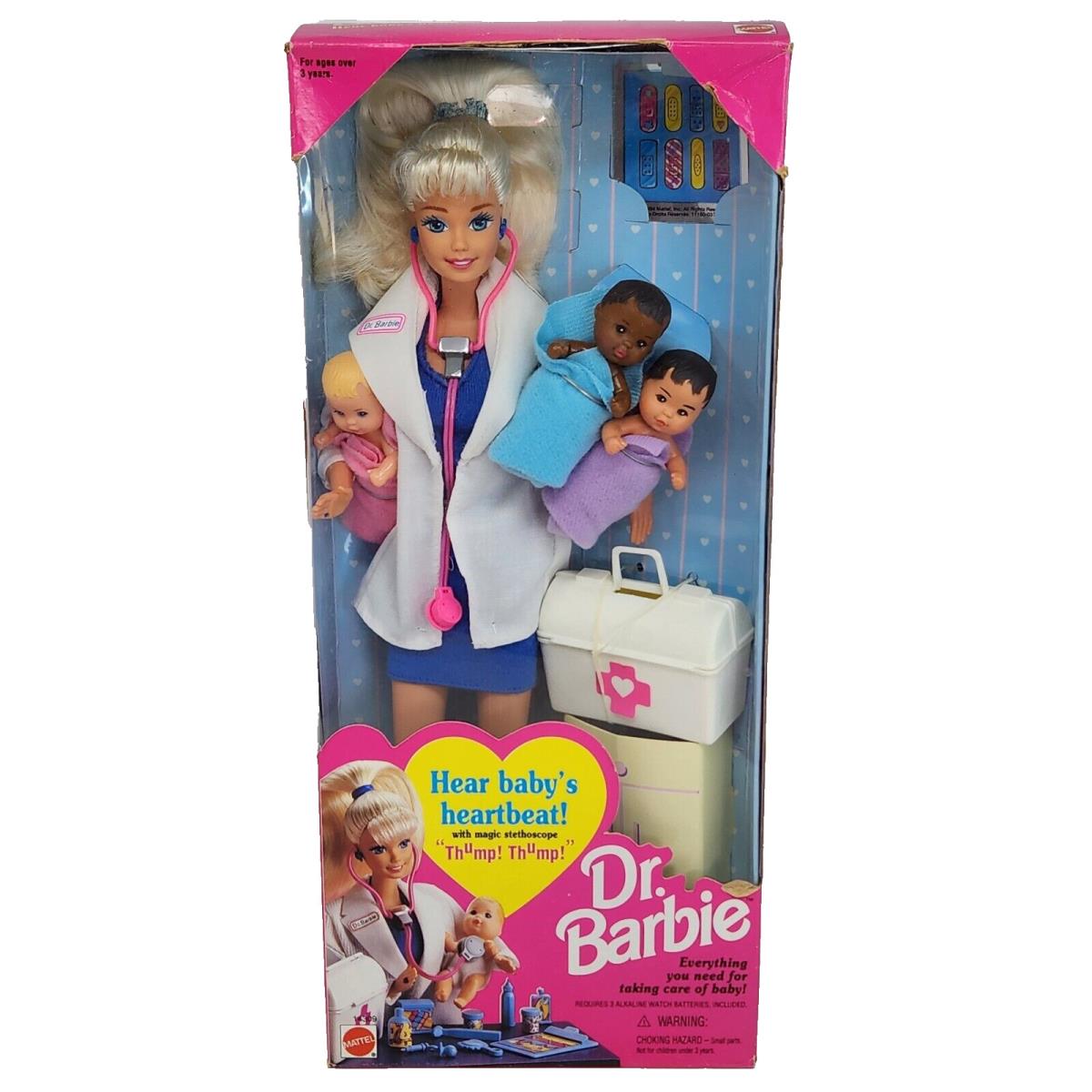 Vintage 1995 DR Doctor Barbie Doll W 3 Babies Mattel 14309 Box