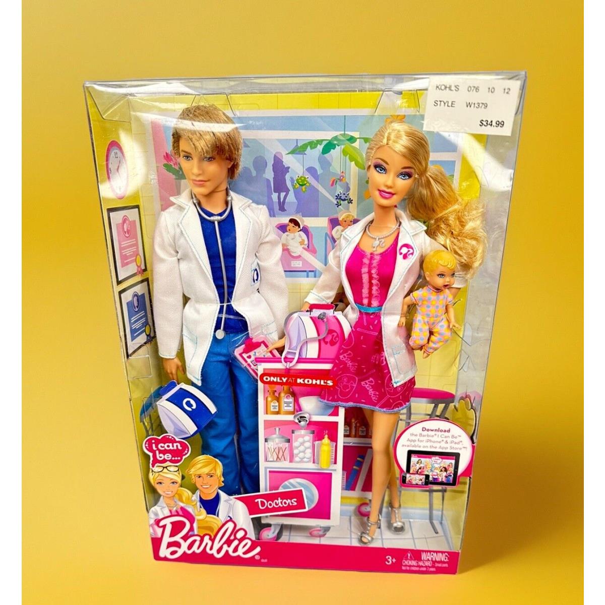 Mattel Barbie I Can be Doctors W Ken Baby Doll 2011 Kohl s Exclusive W1379 2