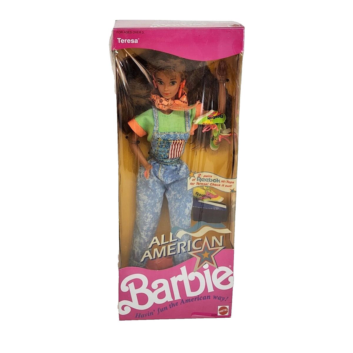 Vintage 1990 All American Teresa Barbie Mattel 9426 Box Reebok