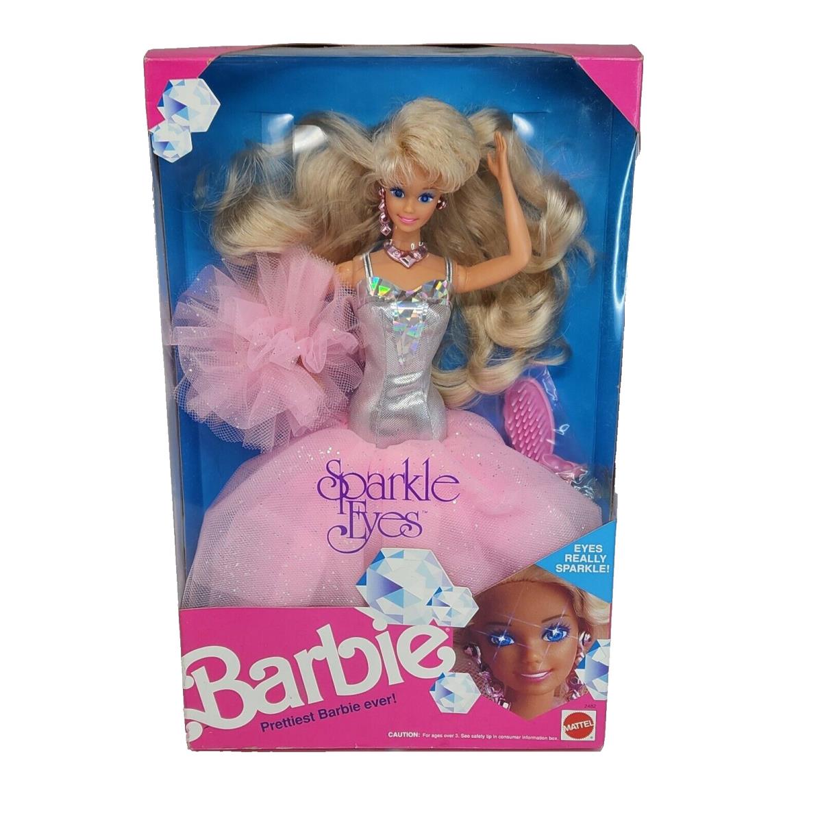 Vintage 1991 Sparkle Eyes Prettiest Ever Barbie Mattel Box 2482