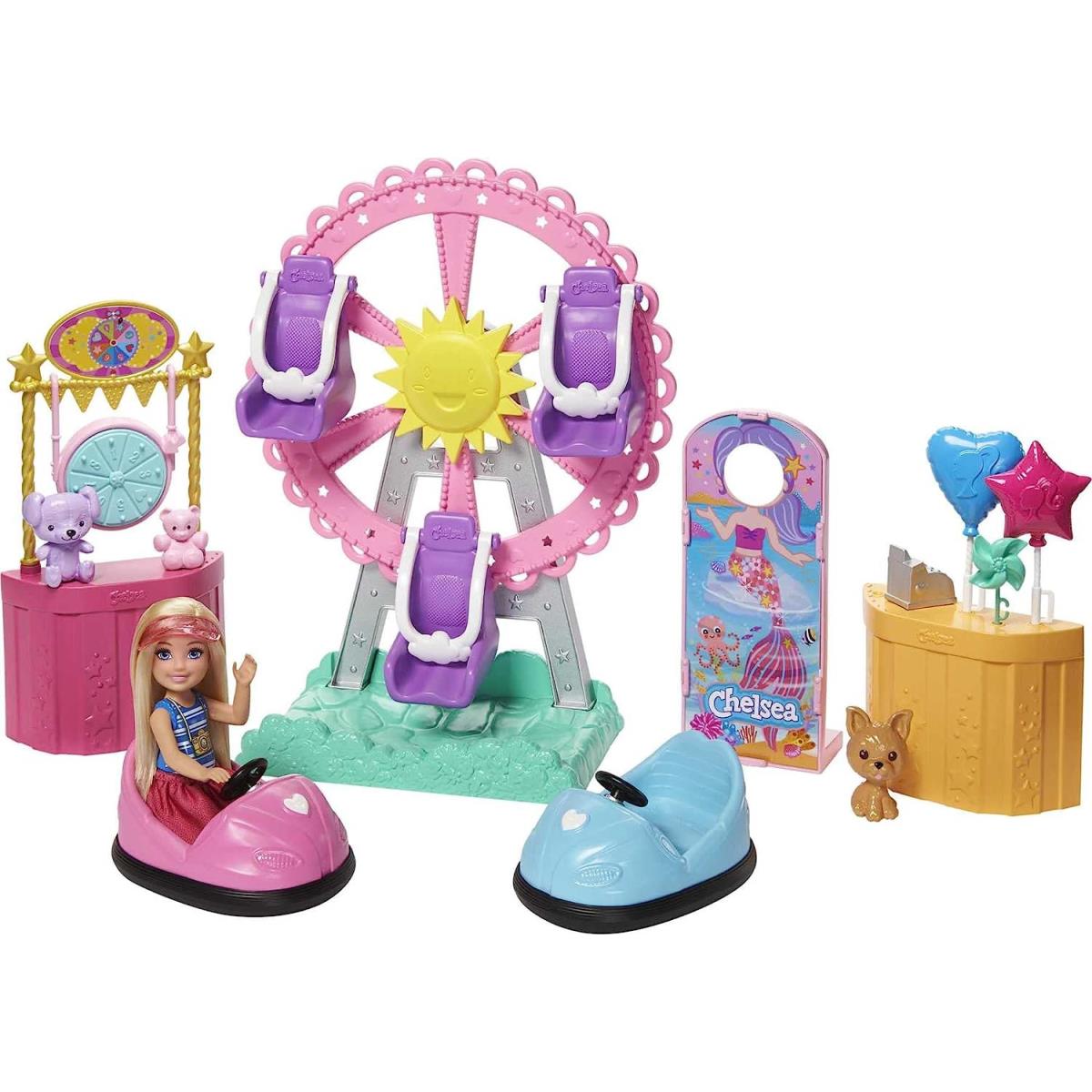 Barbie Chelsea Carnival Playset Blonde Doll Pet Accessories Spinning Ferris Whee