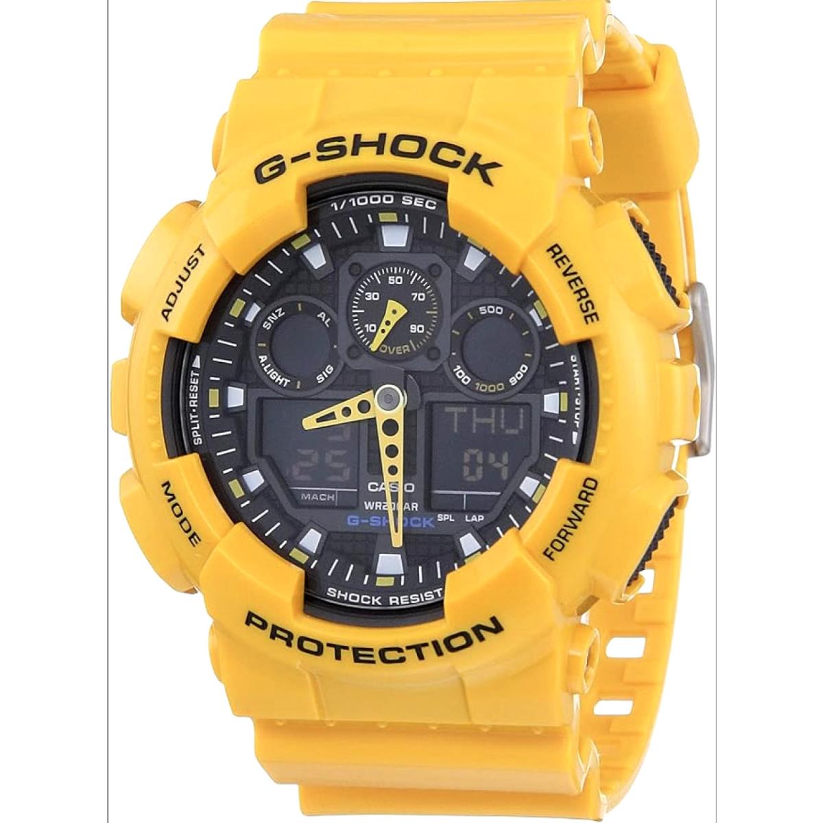 Casio G-shock GA100A-9A XL Standard Analog-digital Yellow Resin 200m Men`s Watch