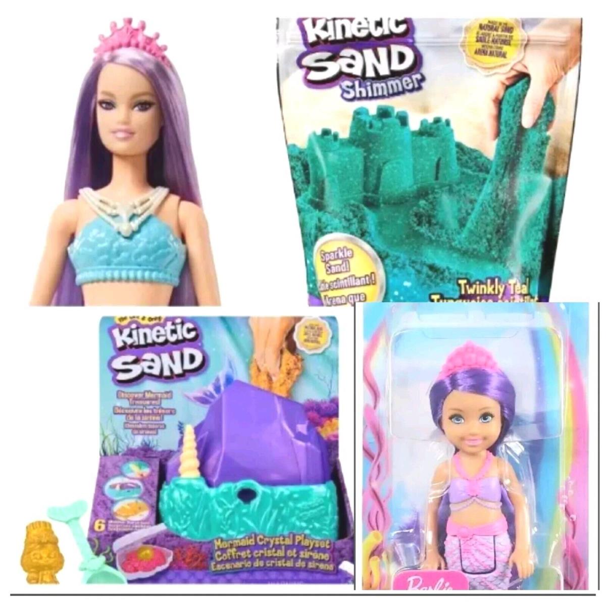 Mermaid Barbie+ Kinetic Sand Crystal Playset 2 Lbs Play Sand Chelsea Doll 3