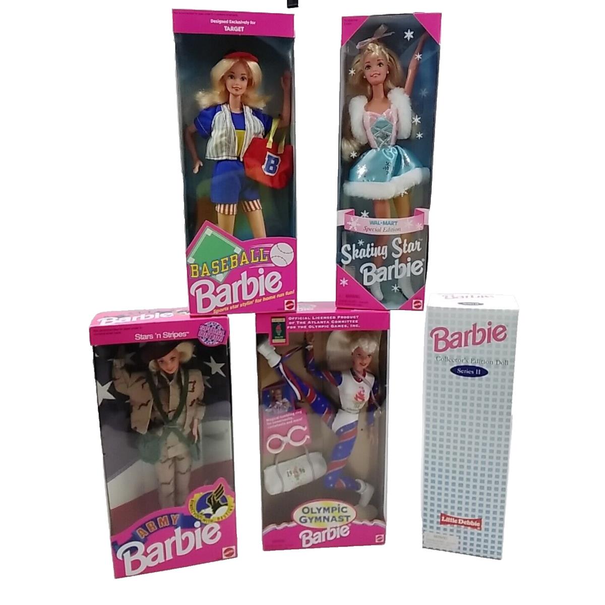 5 Vintage 1992-1995 Mattel Barbies 1234 4583 15123 15510 Little Debbie Nrfb