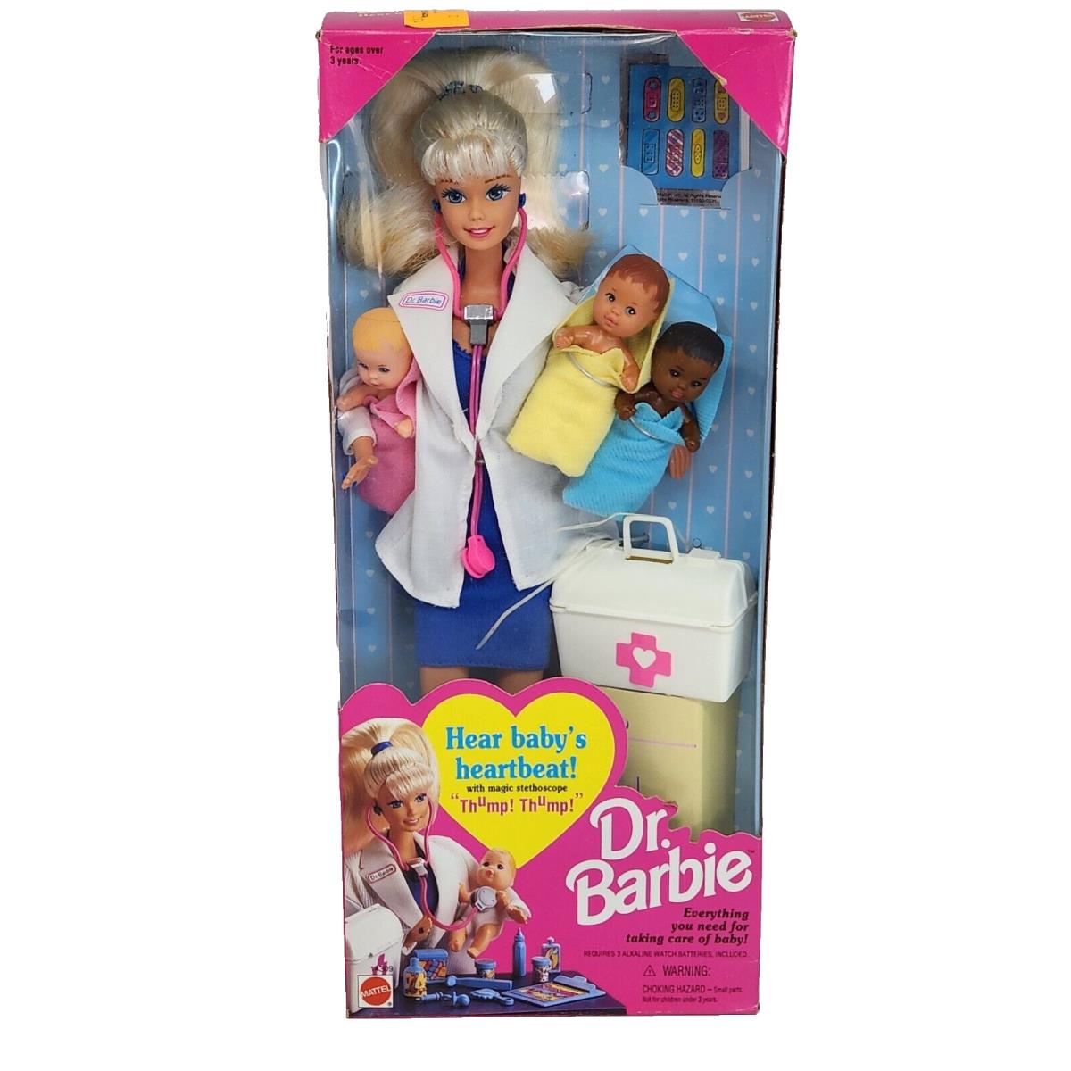 Vintage 1995 DR Doctor Barbie Doll W 3 Babies Mattel Box 14309