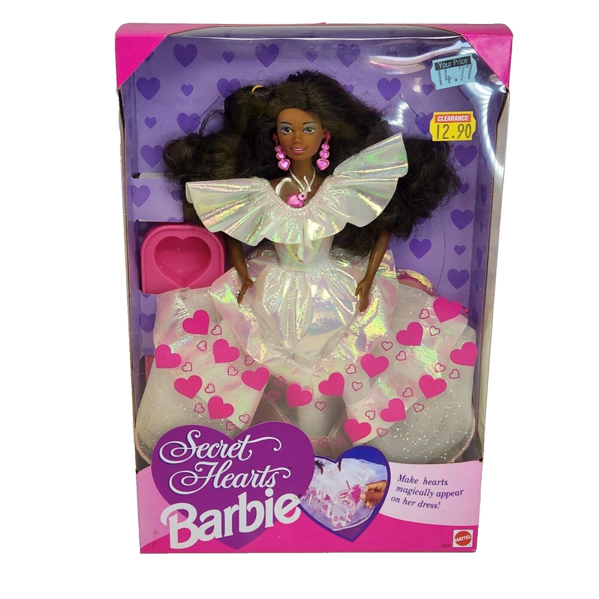 Vintage 1992 Black Secret Hearts Barbie Doll Mattel 3836 IN Box