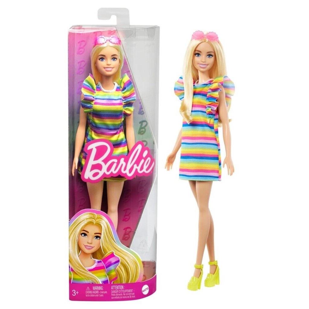 Mattel Barbie Doll with Braces and Rainbow Dress HPF73