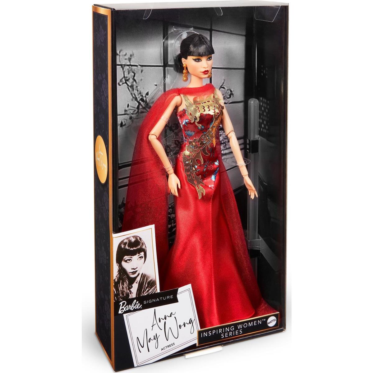 Barbie Inspiring Women Doll Anna May Wong Collectible Dressed in Red Gown