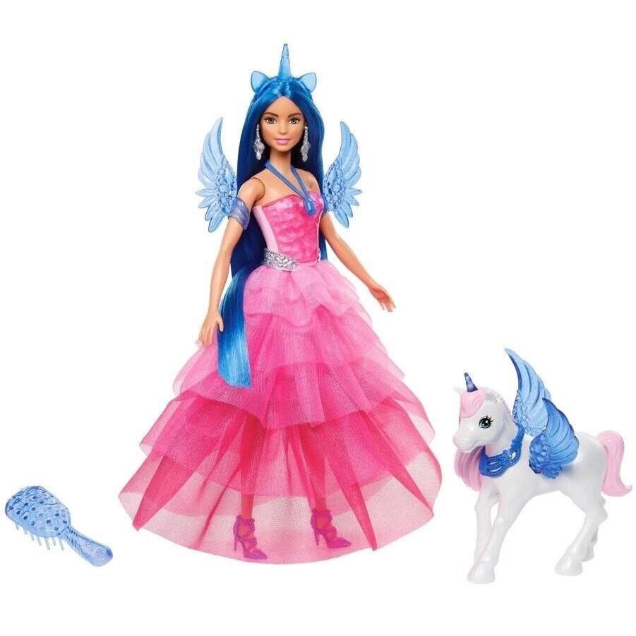 Mattel Barbie Unicorn Toy 65th Anniversary Doll with Blue Hair HRR16