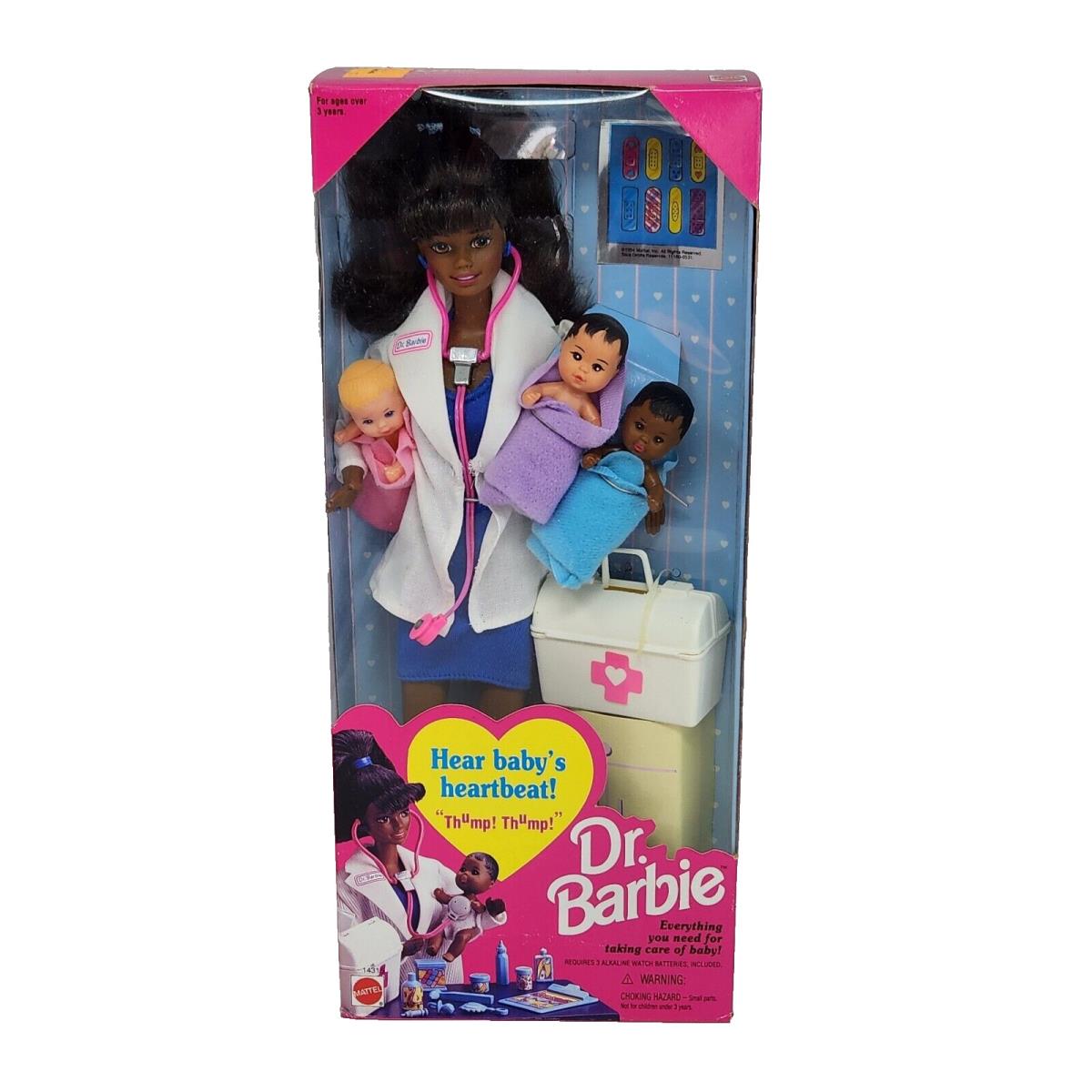 Vintage 1995 Black Doctor DR Barbie W Babies 14315 Mattel