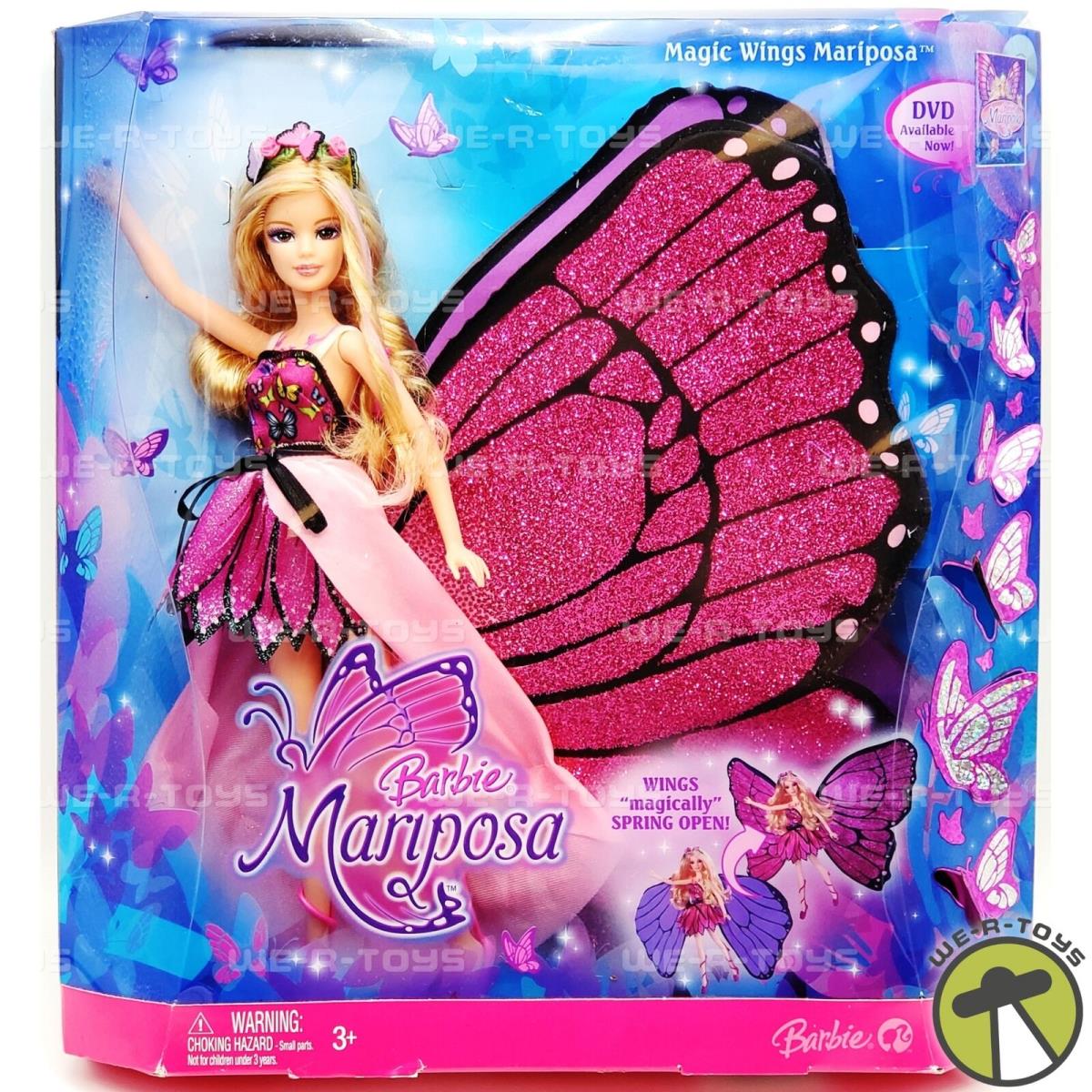 Barbie Magic Wings Mariposa Butterfly Fairy Doll 2007 Mattel No. L8585 Nrfb