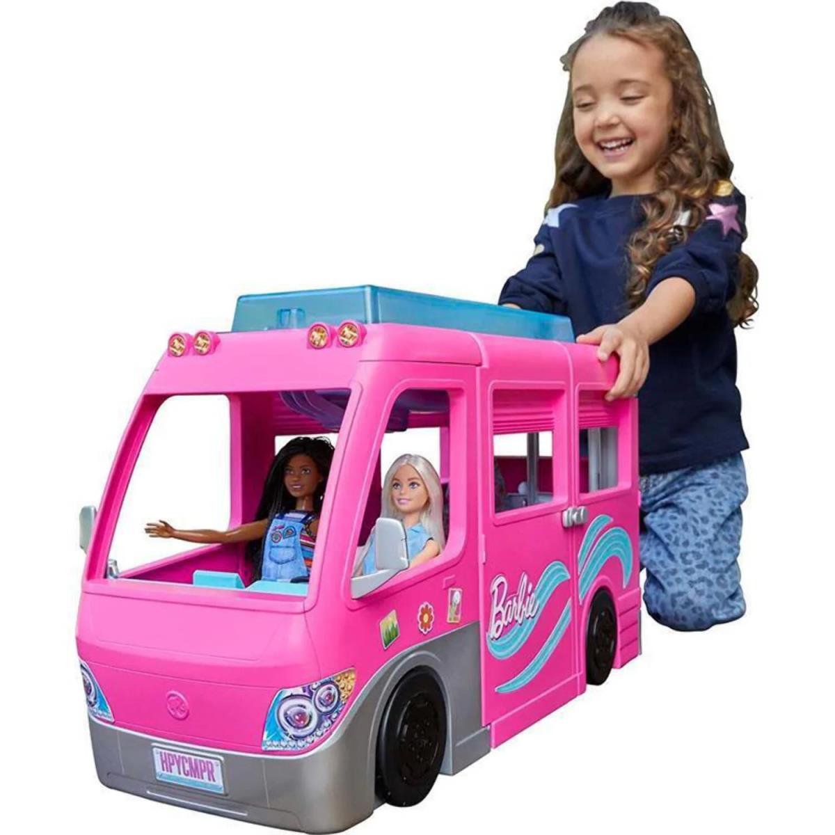 Barbie Doll Dreamcamper Van Playset with Pets Pool Slide Accessories