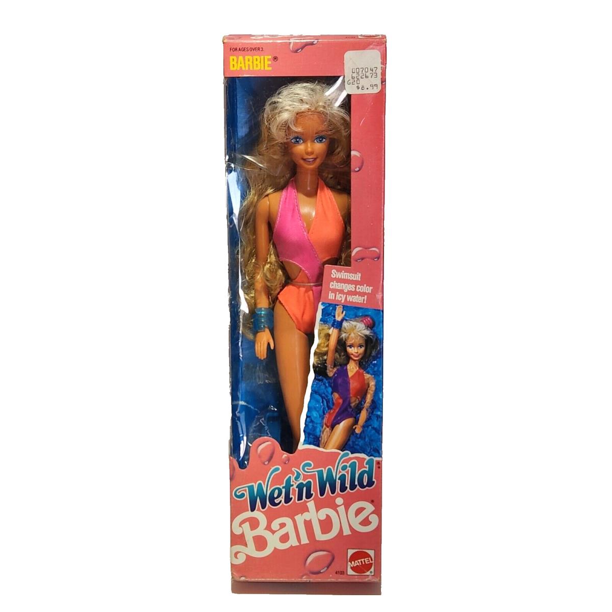 Vintage 1989 Mattel Barbie Wet N Wild Doll 4103 Color Changing Swimsuit