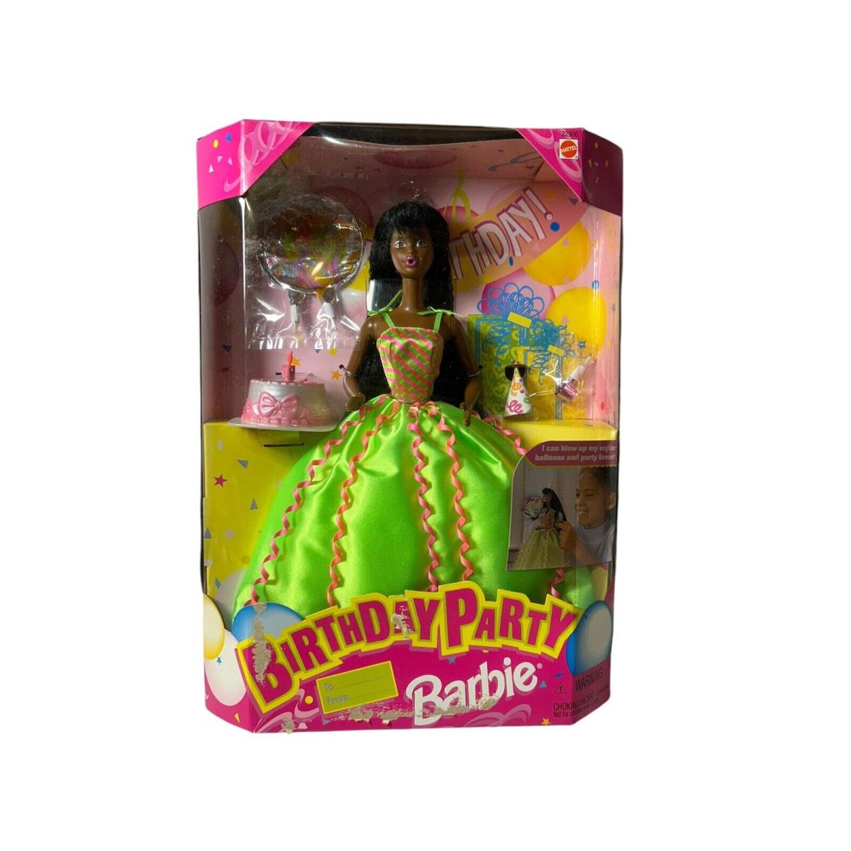 1998 Birthday Party Barbie African American Blows Balloons Box Ware