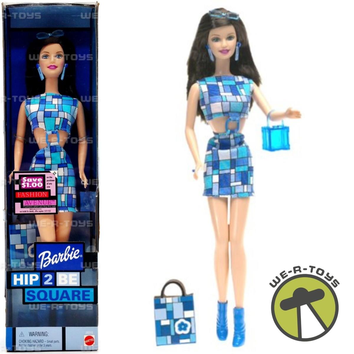 Hip 2 Be Square Brunette in Blue Fashions Barbie Doll 2000 Mattel 28315