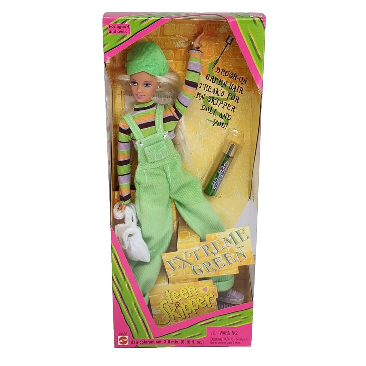 Vintage 1997 Extreme Green Teen Skipper Barbie Doll Mattel 19666