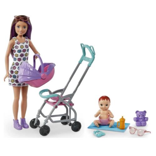 Barbie Babysitters Play Set Baby Doll Stroller Carrier Stroller Brunette Skipper