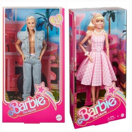 Barbie The Movie Collectible Ken Wearing Denim Matching W/gingham Doll Uno Set