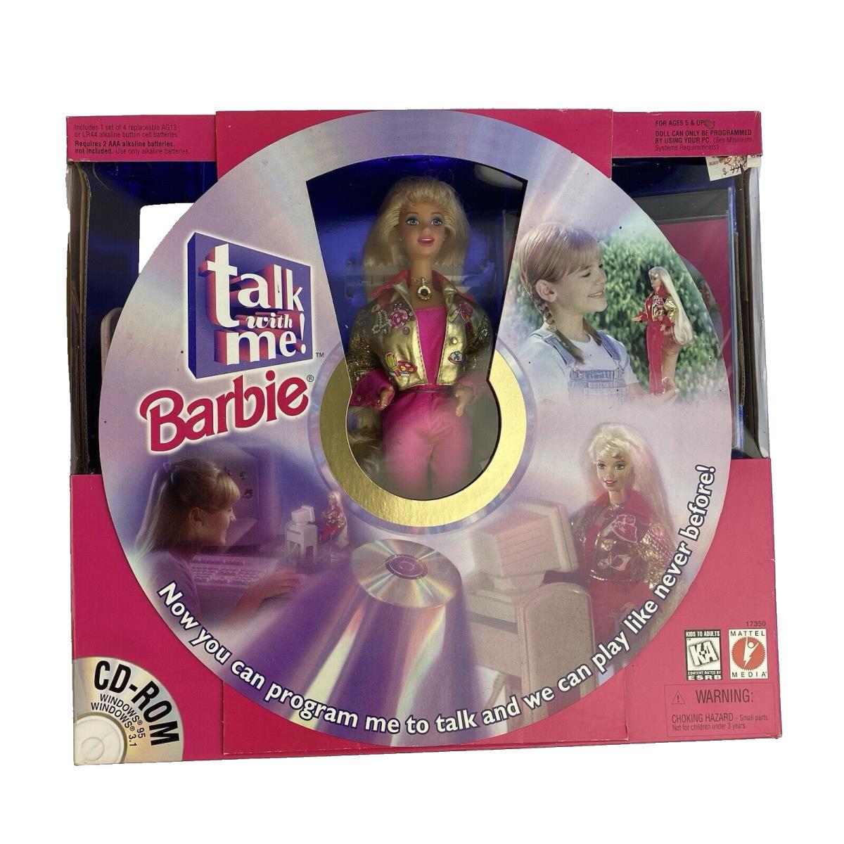 Mattel Barbie 1997 Interactive Talk with Me Computer Cd-rom 17350 Vintage