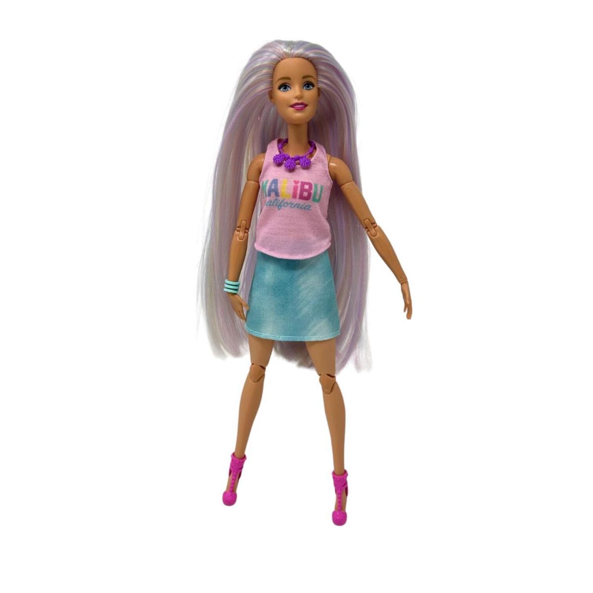 Ooak Custom Rerooted Barbie Fashionista Doll Multicolor Hair Silky Soft