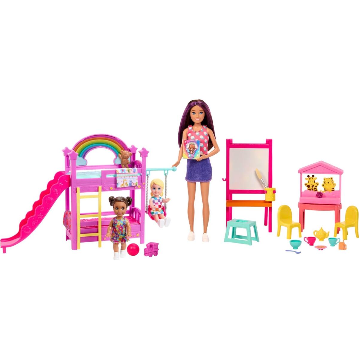 Barbie Skipper Daycare Playset with 3 Dolls 15 Accessories Kids Toy Age 3+