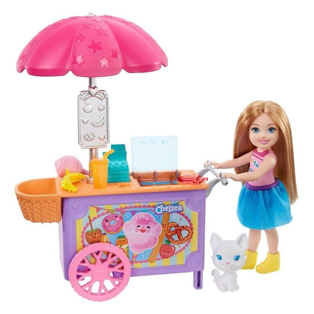 Mattel Barbie Chelsea Food Cart with Cat GHV76