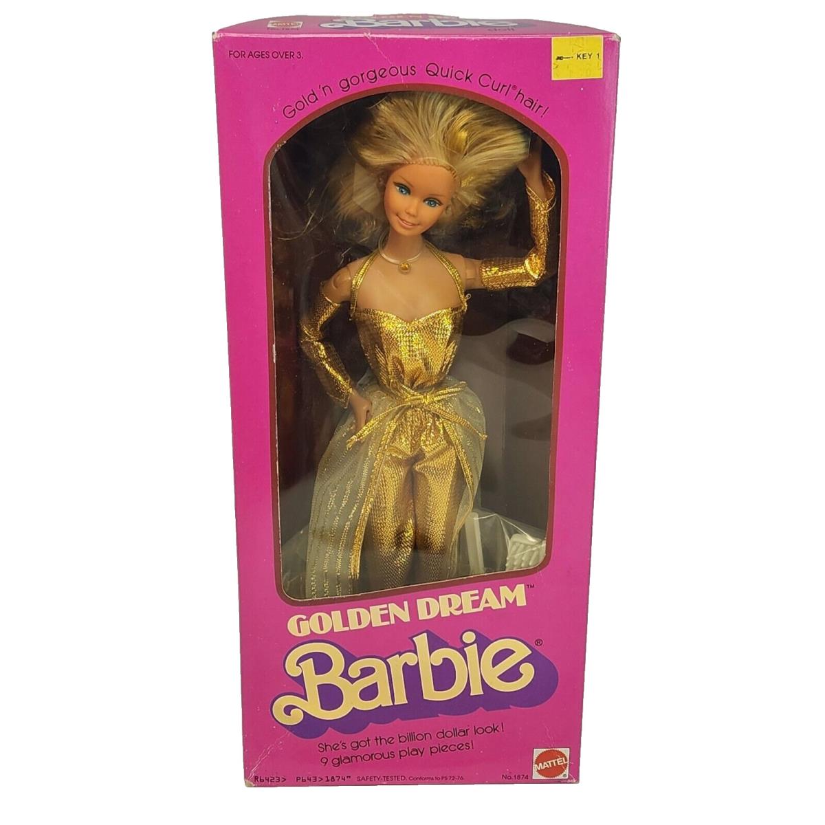 Vintage 1980 Golden Dream Barbie Doll Gold Mattel 1874 IN Box