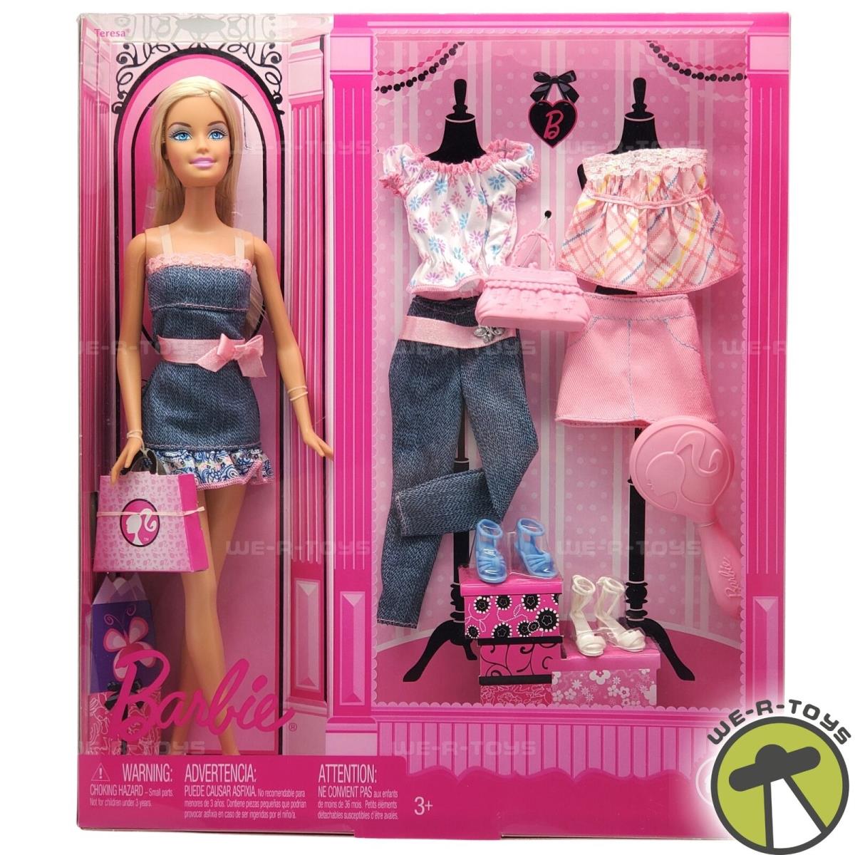 Barbie Pink Series Doll with 3 Fashions Gift Set 2008 Mattel P1709 Nrfb