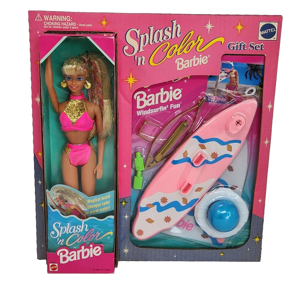 Vintage 1996 Splash N Color Windsurfin Fun Set Barbie Doll Mattel 4204