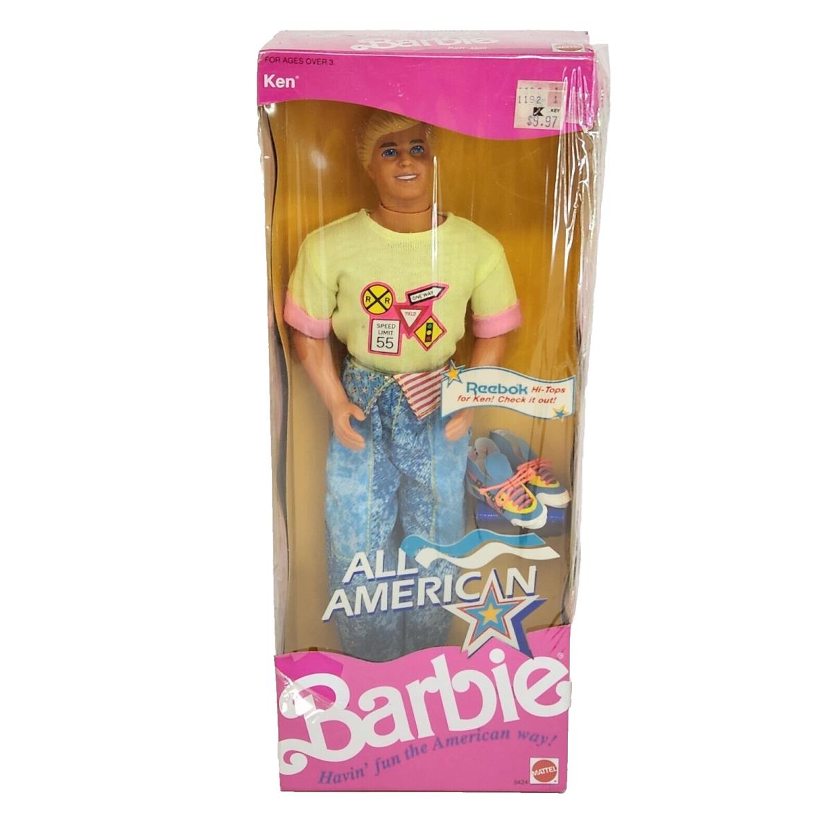 Vintage 1990 All American Ken Barbie Doll Mattel 9424 Reebok