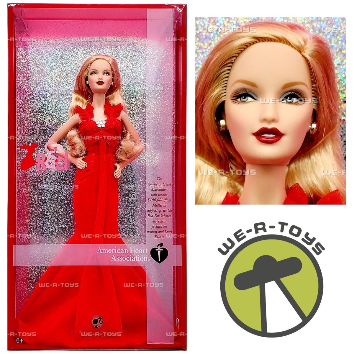 Go Red Barbie Heart Association Doll Pink Label 2007 Mattel K7957