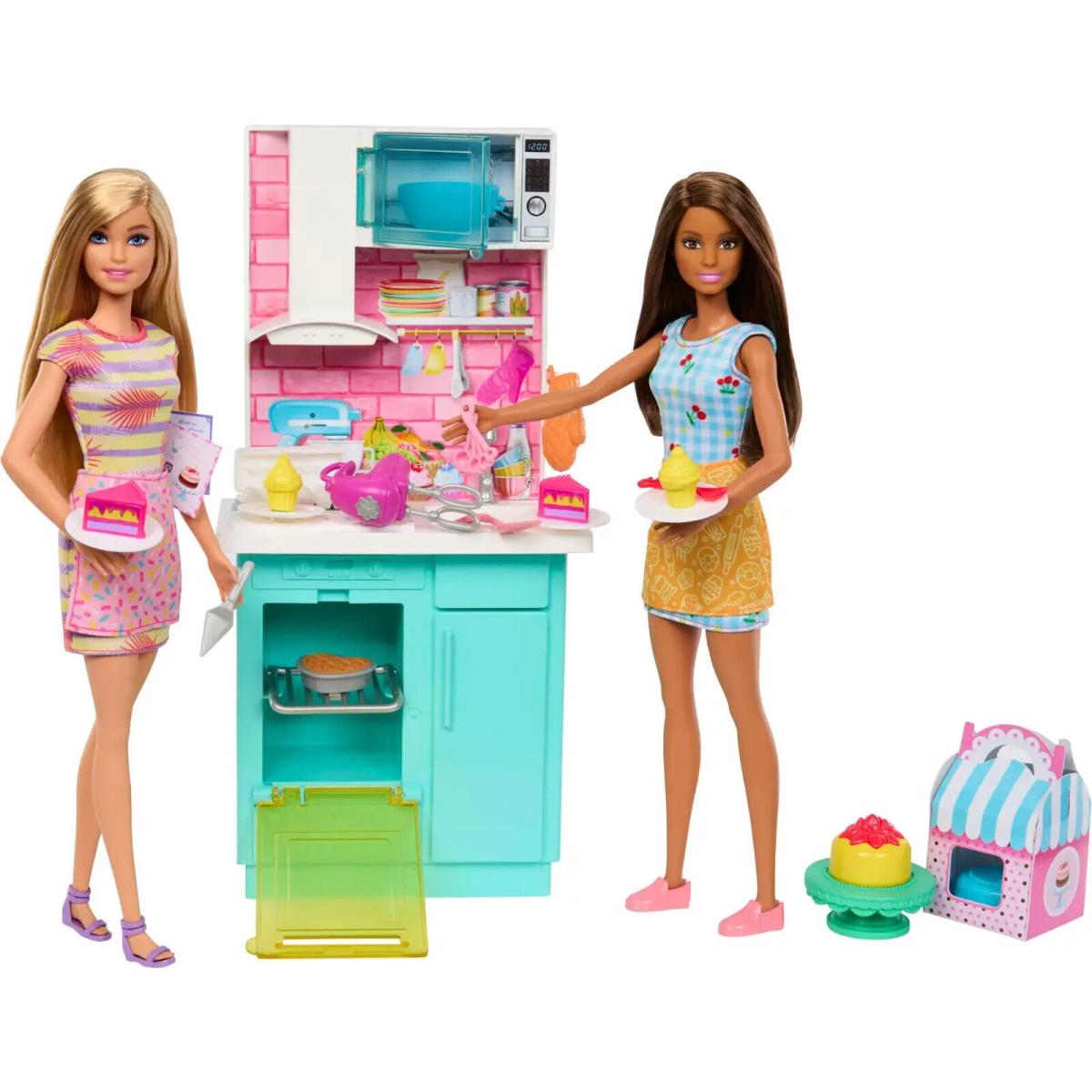 Barbie Celebration Fun Baking Kitchen with Dolls Playset