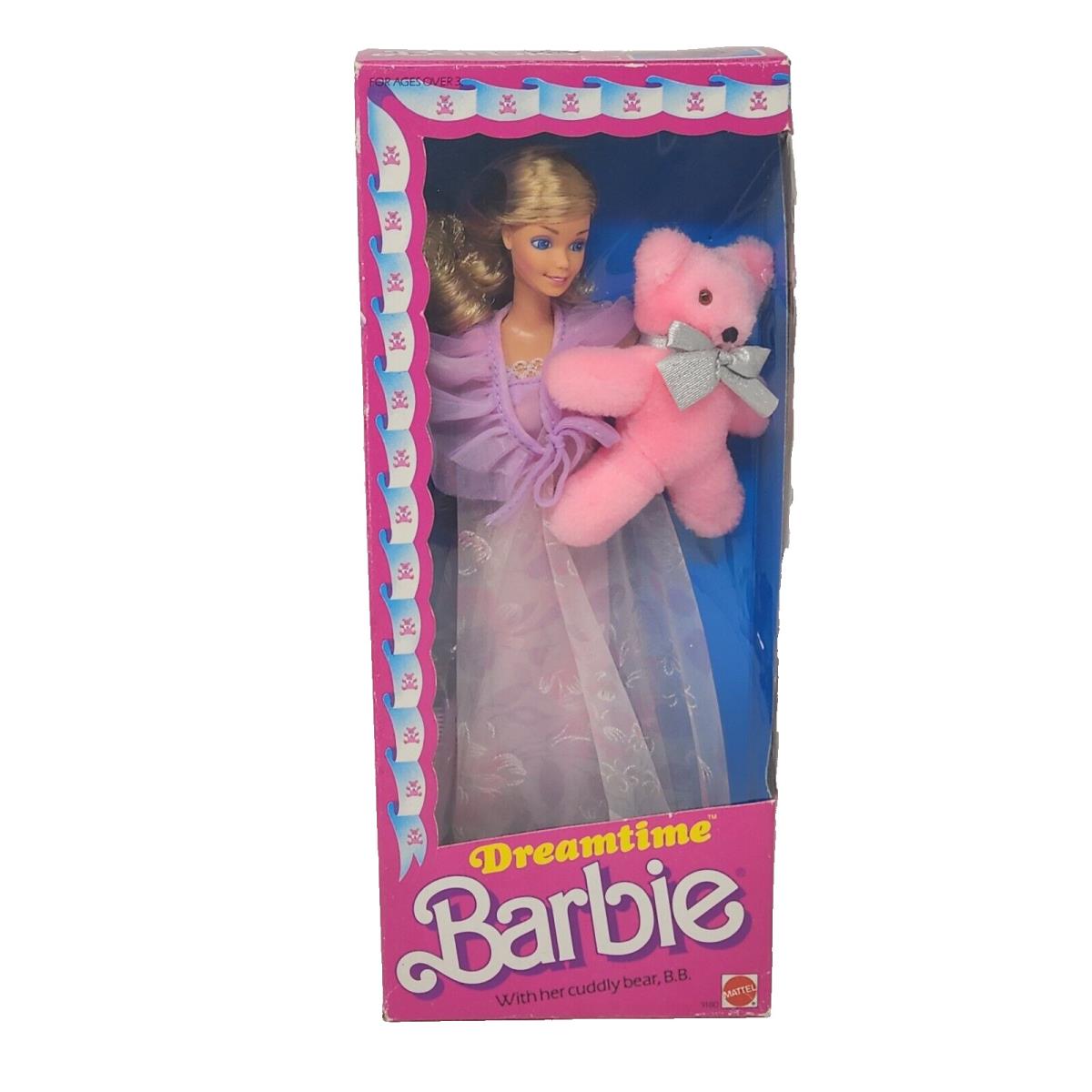 Vintage 1984 Mattel Dreamtime Barbie W Pink Bear BB Box 9180