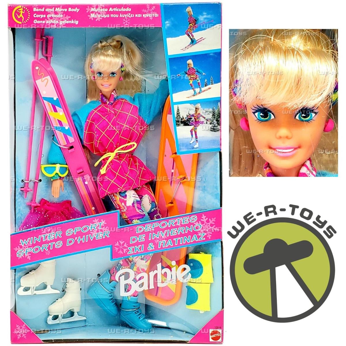 Barbie Winter Sport Bend and Move Body Doll with Skis and Skates Mattel 13516