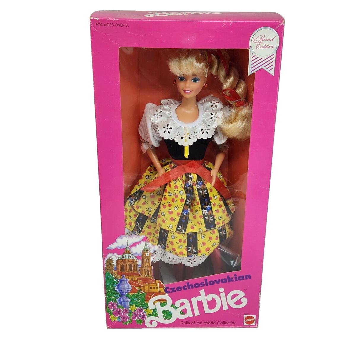 Vintage 1990 Mattel Czechoslovakian Barbie Dolls OF The World 7330 Box