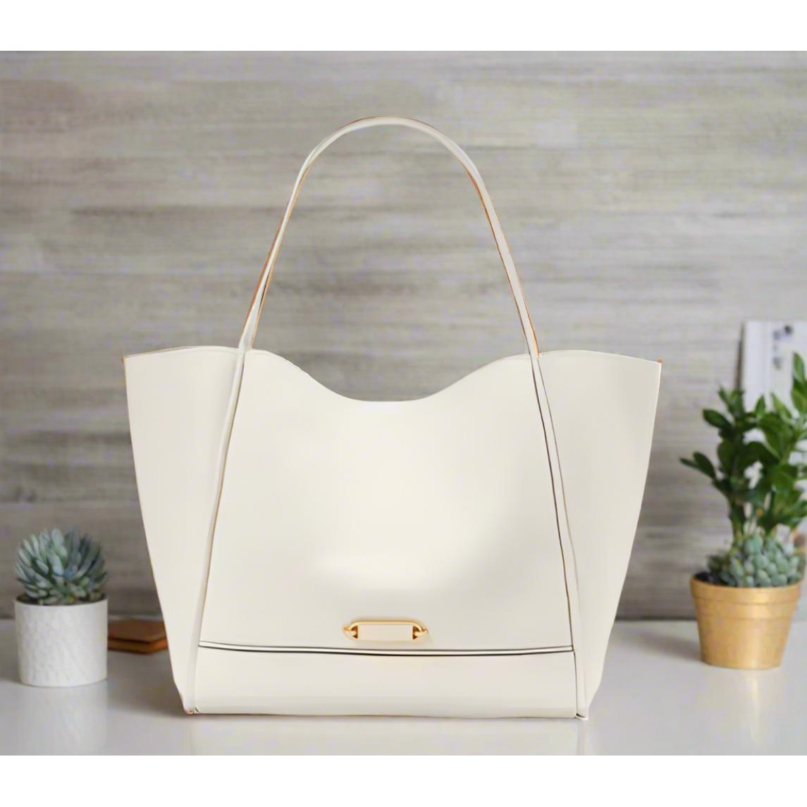 Kate Spade Gramercy Extra Large White Tote Pebbled Roomy Soft Shoulder Bag