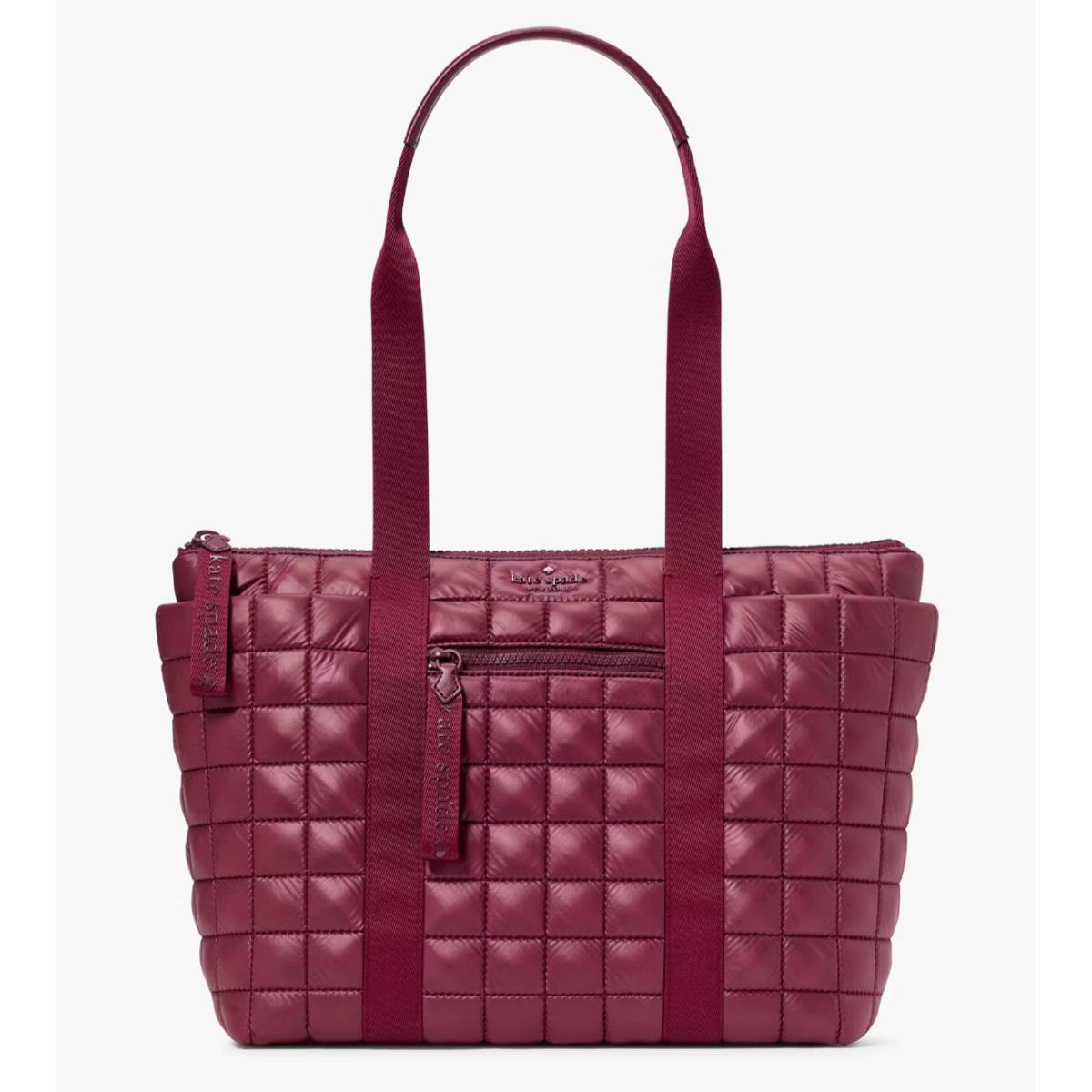 New Kate Spade Camden Quilted Nylon Medium Tote Blackberry Preserves Dust Bag