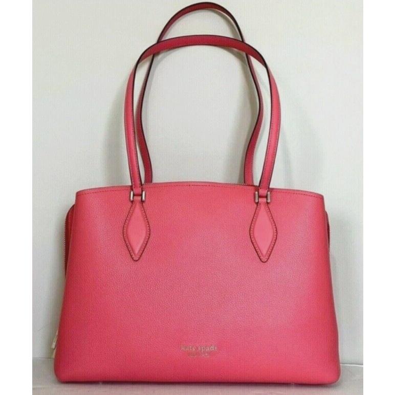 New Kate Spade Zeezee Large Work Tote Leather Peach Melba