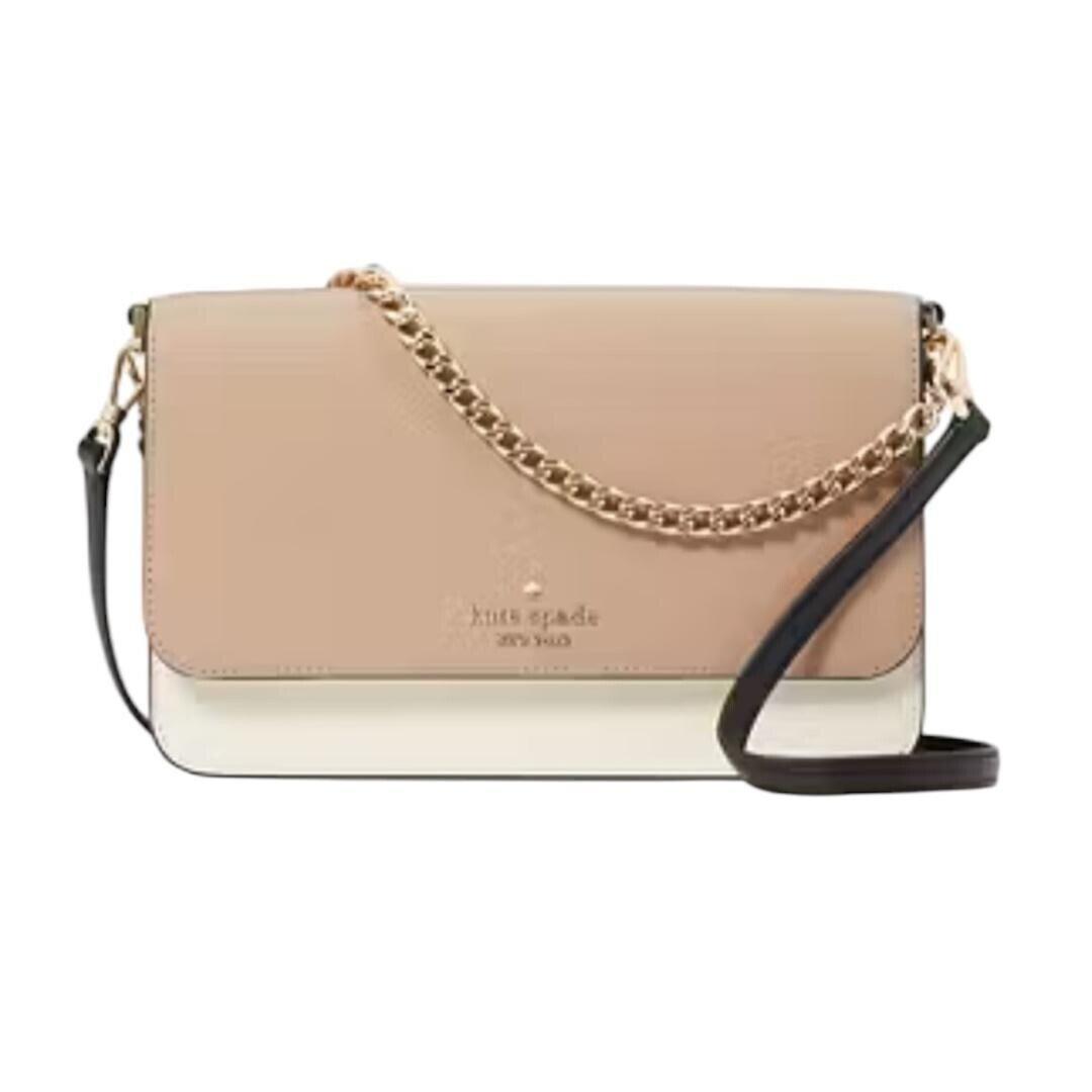 Kate Spade Womens Tan Leather Madison Medium Flap Convertible Crossbody