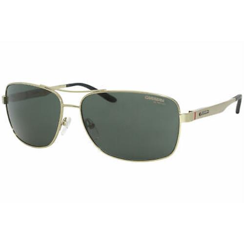 Carrera 8014/S Aozqt Sunglasses Men`s Semi Mt Gold/green Lenses Rectangular 61mm