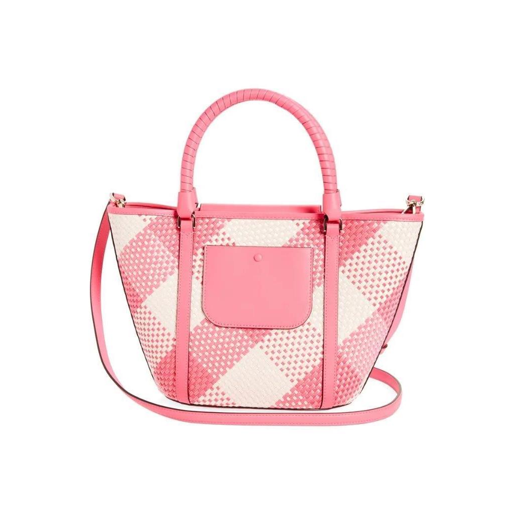 Kate Spade New York Woven Plaid Tote Bag in Wild Rose