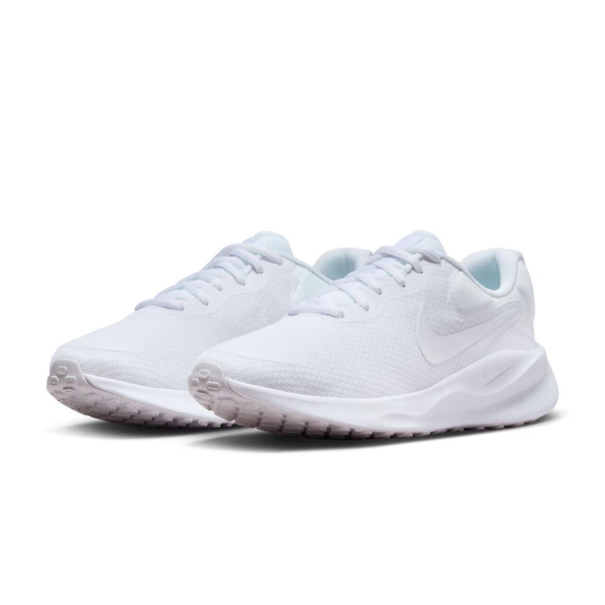 Womens Nike Revolution 7 White Silver Mesh Running Shoes - White